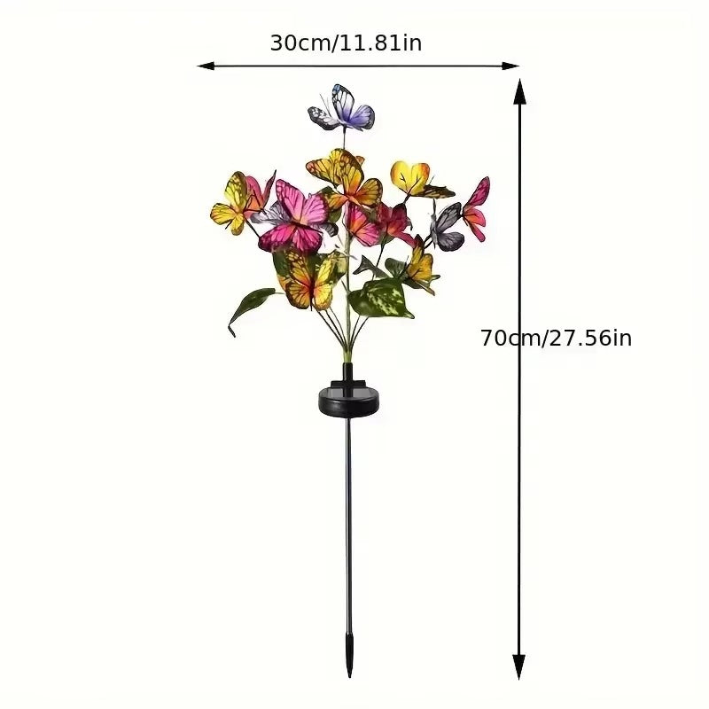 Set 2 X Lampi Solare Fluturi LED 70 Cm, Iluminare Automata Cu Senzor Lumina, Rezistente La Apa IP66, Decor Gradina Exterior