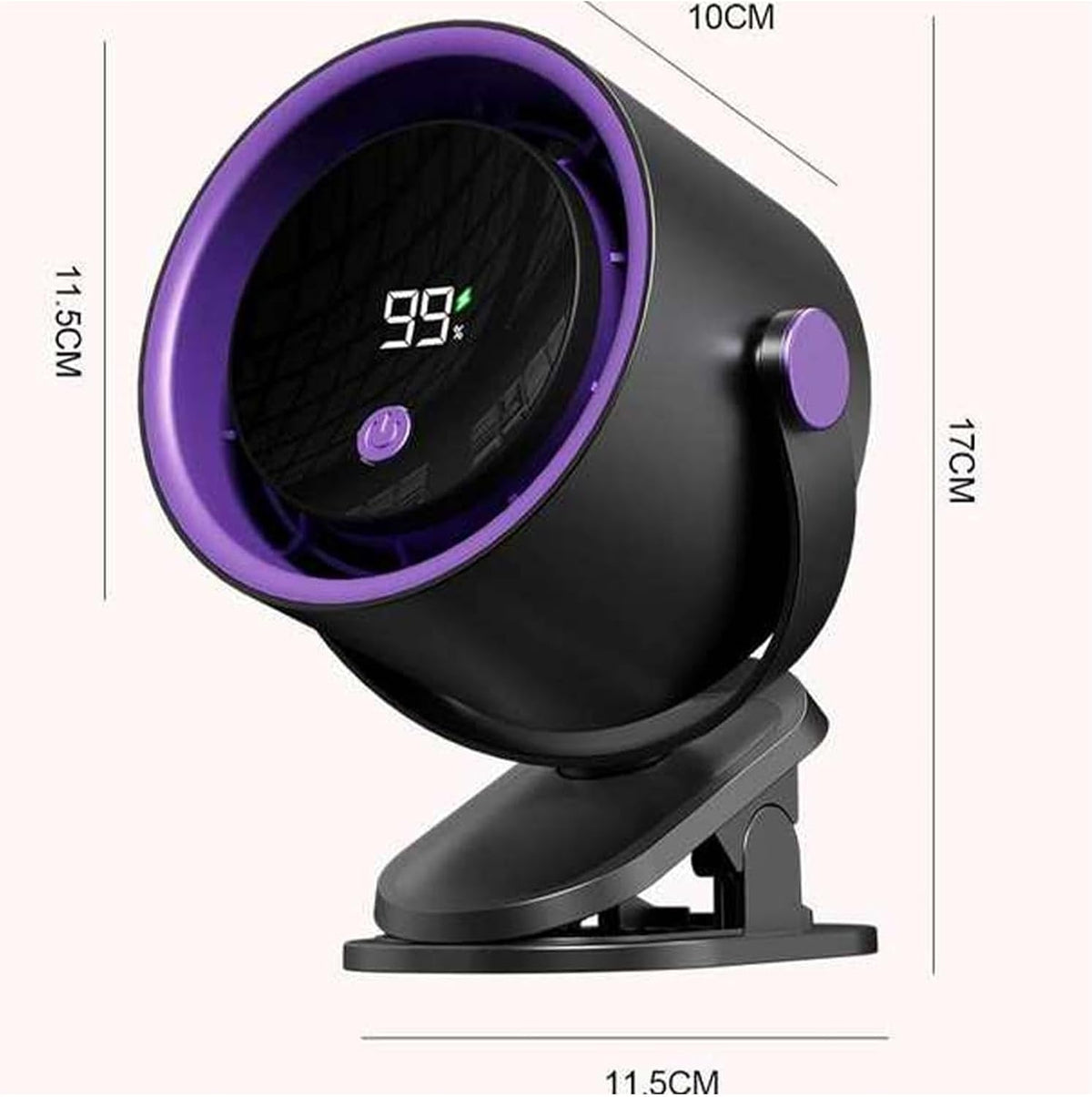 Ventilator Portabil Reincarcabil Cu Afisaj Digital, Clips Reglabil si Rotire 360 Grade, Silentios, Diverse Culori