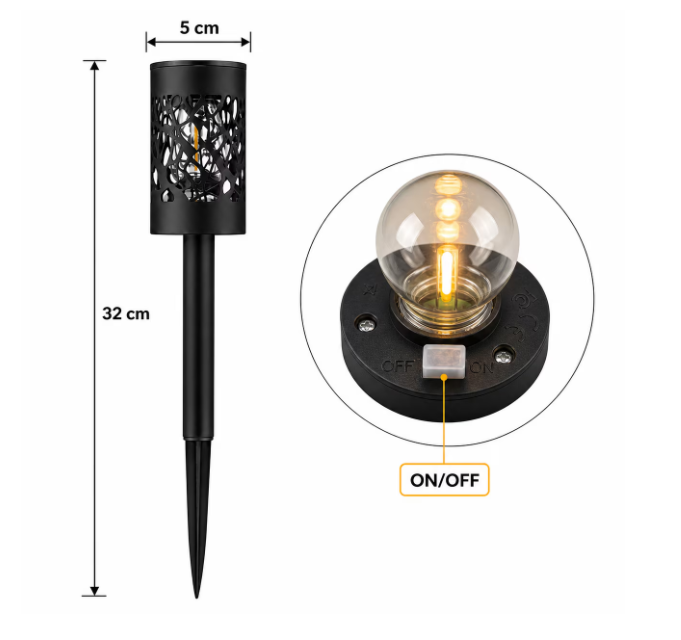 Set 8 x Lampi Solare Gradina Cu Senzor De Lumina, IP65 Impermeabile, Lumina Calda LED 3000K, Negre