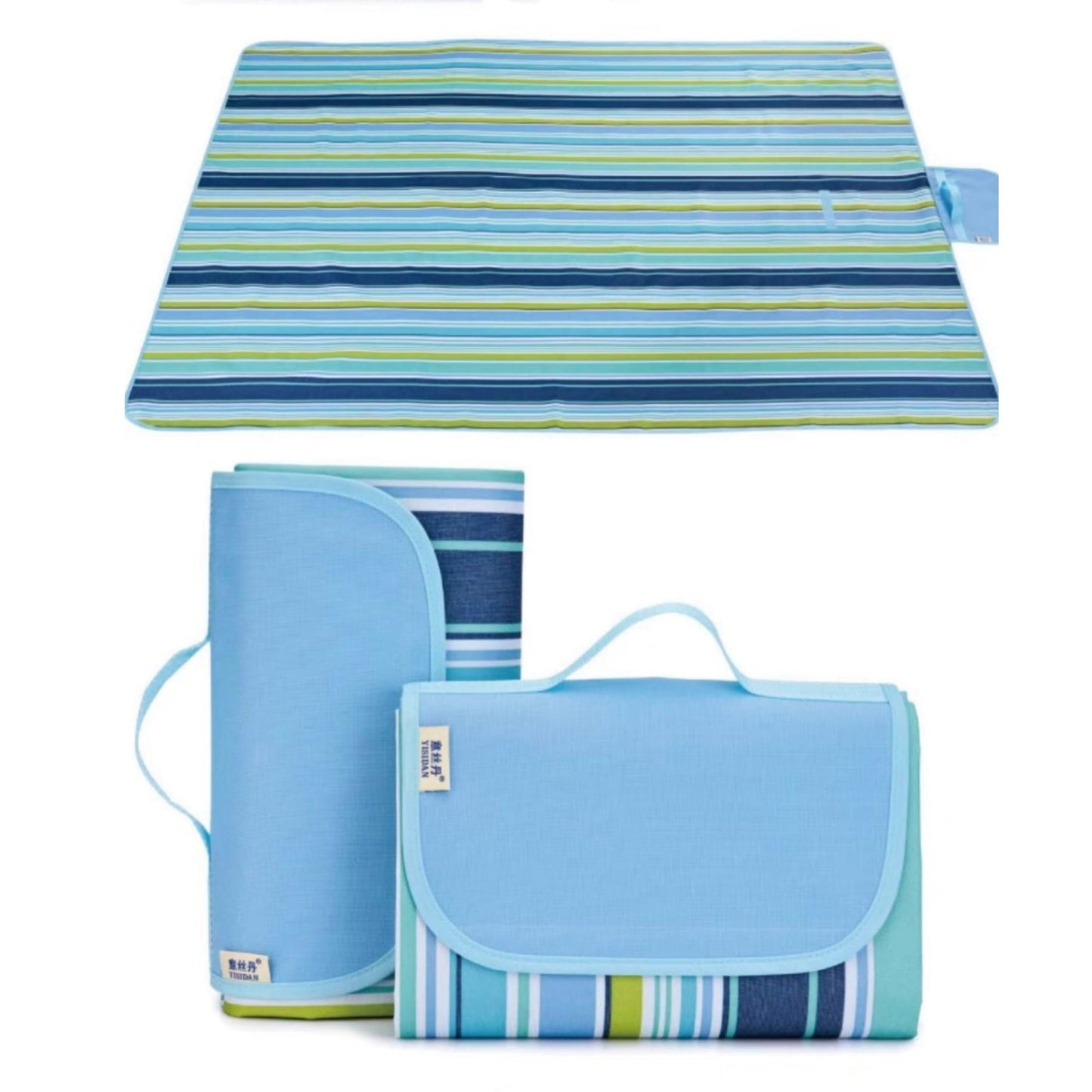 Set Patura pentru Picnic sau Plaja, Pliabila, Impermeabila, 150 x 200cm + Ventilator cu Apa și Umidificator 3 in 1+ Boxa Portabila Bluetooth GTS 1360 cu LED RGB