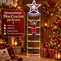 Decoratiune Mos Craciun pe Scara, Multicolora, 160 cm - Model Stea