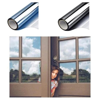 Set 2 x Folie Oglinda pentru Geam Gri, Efect Reflectorizant, Protectie UV, Anti Caldura si Intimitate, 60 x 300 cm