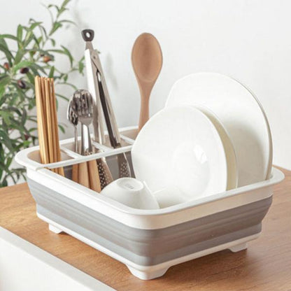 Scurgator Vase Pliabil cu Tavita de Scurgere, Organizator Bucatarie Compact, Suport Tacamuri si Farfurii, Design Economisire Spatiu
