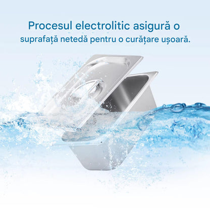Tava Inox pentru Mentinerea Alimentelor Calde cu Capac, Design Compact Profesional pentru Bufet si Servire 32.5 x 12.6 x 10 cm