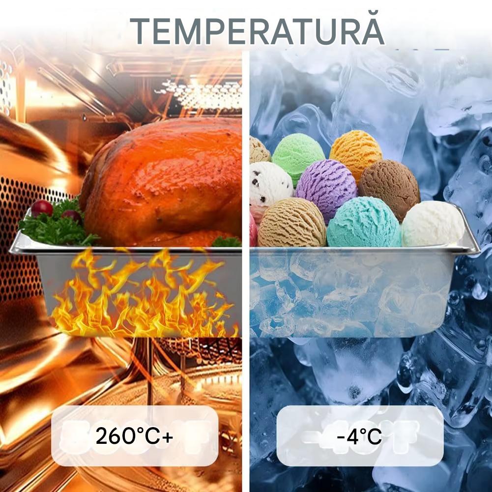 Tava Inox pentru Mentinerea Alimentelor Calde cu Capac, Design Compact Profesional pentru Bufet si Servire 32.5 x 12.6 x 10 cm