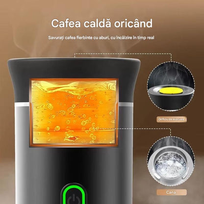 Aparat de Cafea Portabil 3 in 1, Compatibil Capsule si Cafea Macinata, Presiune 20 bari, Incalzire Rapida, Baterie 7500 mAh, Reincarcare USB