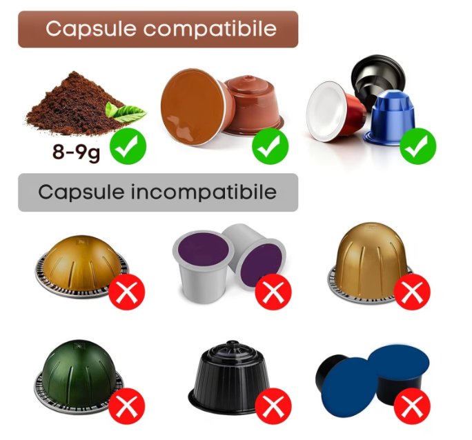 Aparat de Cafea Portabil 3 in 1, Compatibil Capsule si Cafea Macinata, Presiune 20 bari, Incalzire Rapida, Baterie 7500 mAh, Reincarcare USB