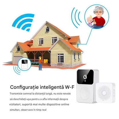 Sonerie Video Wireless cu Camera HD, Apel Video pe Telefon, Detectie Miscare, Audio Bidirectional, Instalare Usoara