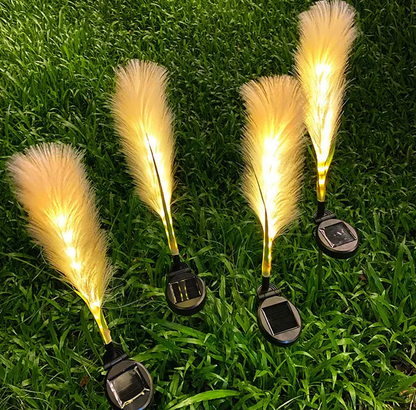 Set 2 x Lampa Solara Gradina Tip Pampas LED 70 cm – Iluminat Exterior Decorativ, Lumina Calda, Rezistente la Apa si Instalare Usoara