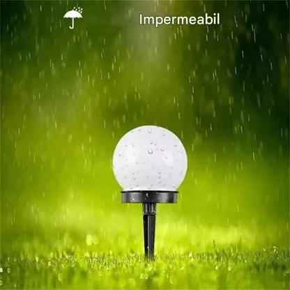 Set 10 x Lampa Solara Gradina Glob, Rezistenta IP44, Iluminare Ambientala Exterior, Ideala pentru Alei, Curte si Gradina
