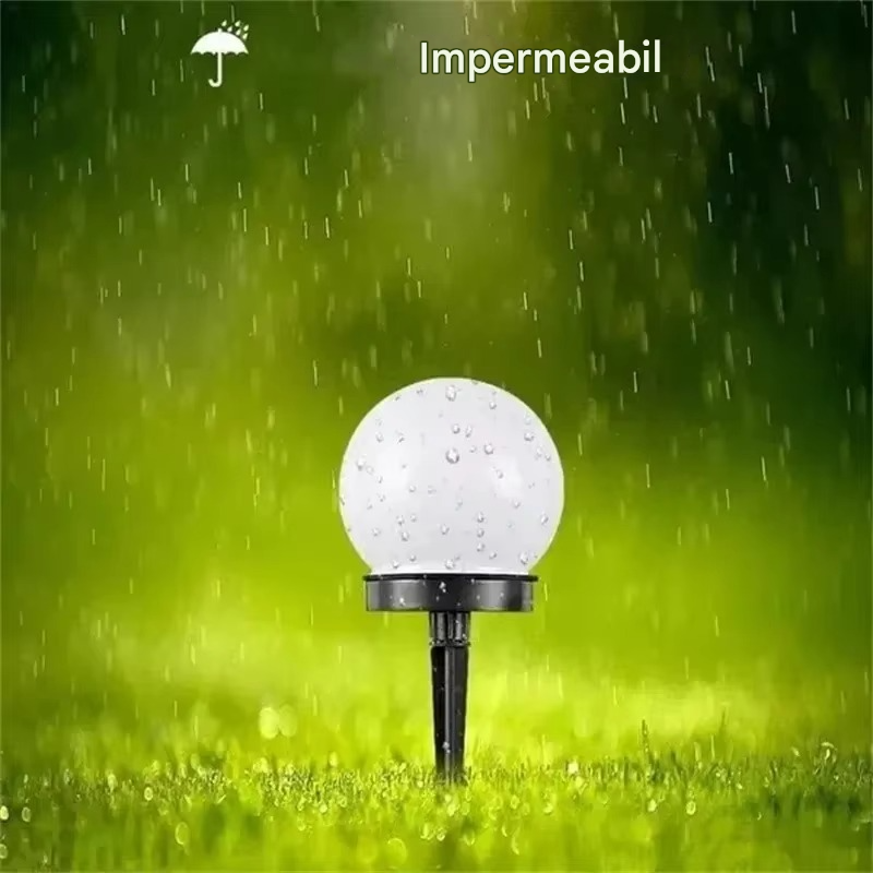 Set 5 x Lampa Solara Gradina Glob, Rezistenta IP44, Iluminare Ambientala Exterior, Ideala pentru Alei, Curte si Gradina