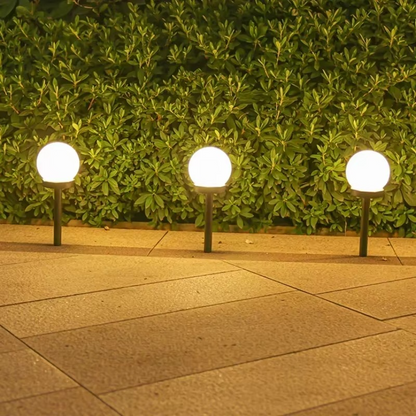 Set 10 x Lampa Solara Gradina Glob, Rezistenta IP44, Iluminare Ambientala Exterior, Ideala pentru Alei, Curte si Gradina