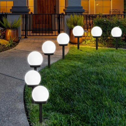 Set 8 x Lampa Solara Gradina Glob, Rezistenta IP44, Iluminare Ambientala Exterior, Ideala pentru Alei, Curte si Gradina