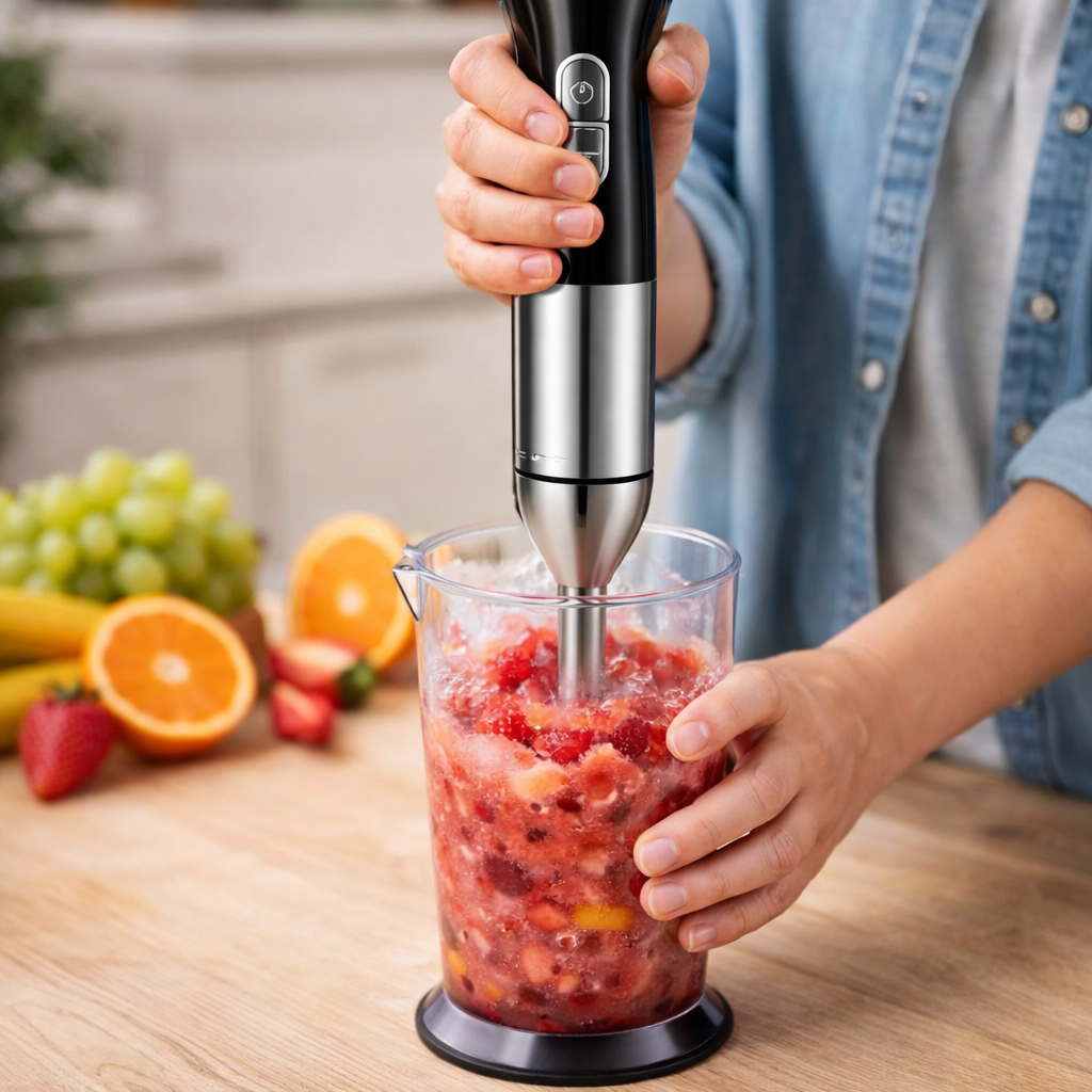 Blender De Mana 4 In 1 1500W Cu Tocator Tel Si Pahar Mixer Vertical Multifunctional Pentru Bucatarie Rapida Si Eficienta