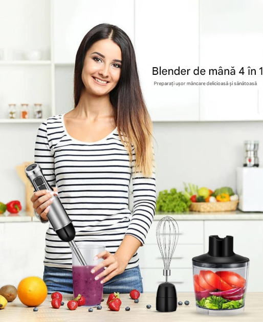 Blender De Mana 4 In 1 1500W Cu Tocator Tel Si Pahar Mixer Vertical Multifunctional Pentru Bucatarie Rapida Si Eficienta