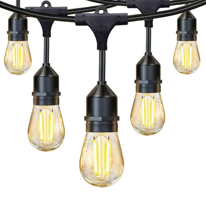 Ghirlanda Solara Luminoasa 30m cu 30 Becuri LED Filament – IP65, Lumina Calda 3000K, Incarcare Solara si USB, Iluminare Extinsa