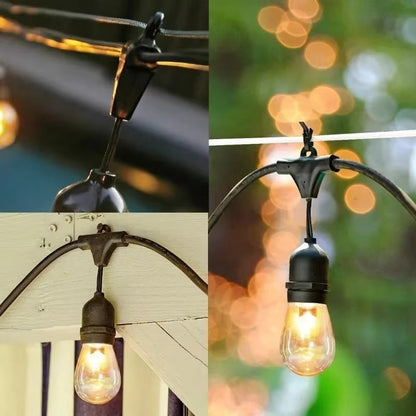 Ghirlanda Solara Luminoasa 30m cu 30 Becuri LED Filament – IP65, Lumina Calda 3000K, Incarcare Solara si USB, Iluminare Extinsa