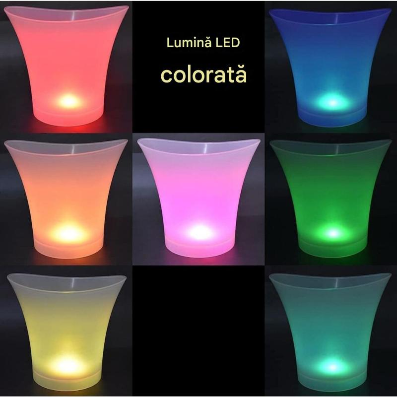 Frapiera cu Boxa Bluetooth si LED Multicolor 5L – Galeata pentru Bauturi Reci, Decor Luminos pentru Petreceri