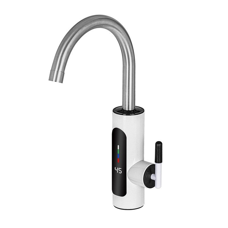 Robinet Electric Instant pentru Apa Calda cu Afisaj Digital LED, Pipa Rotativa 360°, Incalzire Rapida, Baterie Electrica pentru Bucatarie
