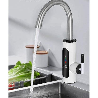 Robinet Electric Instant pentru Apa Calda cu Afisaj Digital LED, Pipa Rotativa 360°, Incalzire Rapida, Baterie Electrica pentru Bucatarie