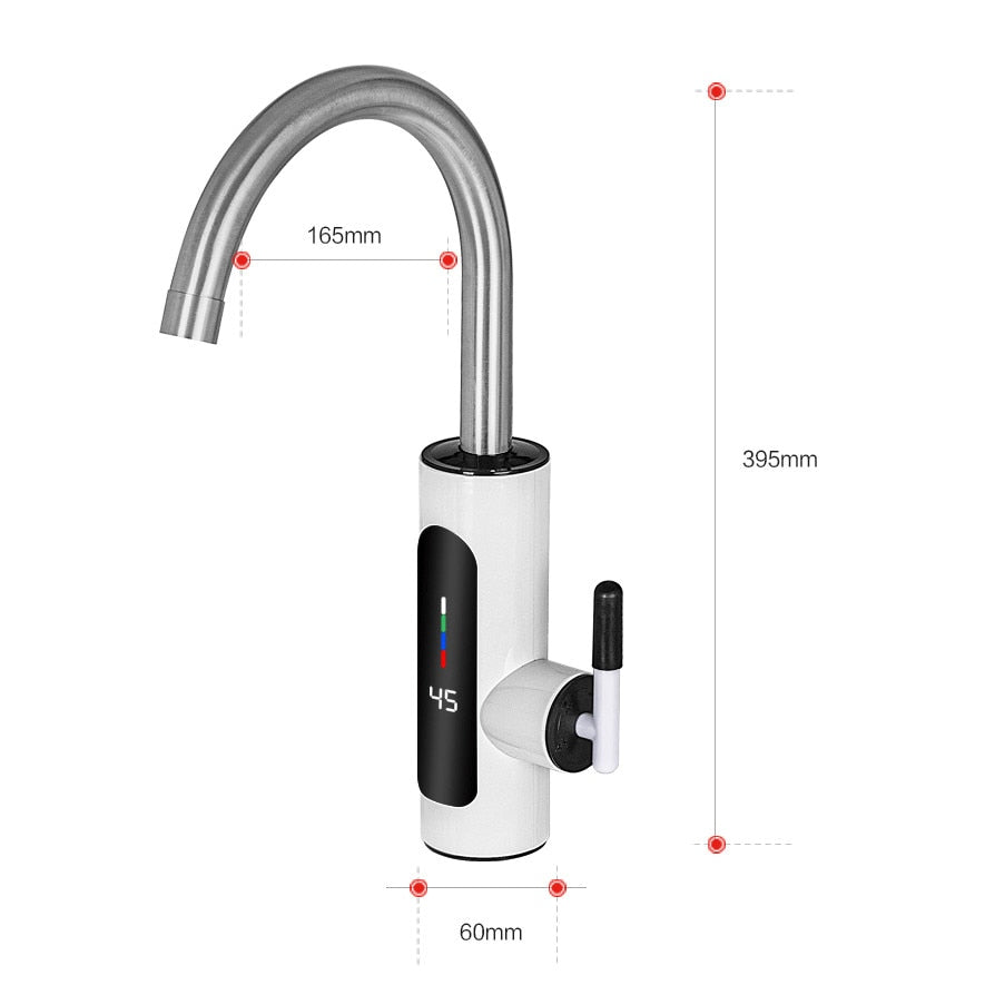 Robinet Electric Instant pentru Apa Calda cu Afisaj Digital LED, Pipa Rotativa 360°, Incalzire Rapida, Baterie Electrica pentru Bucatarie