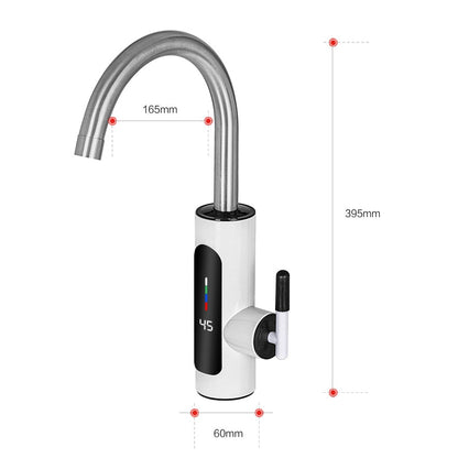 Robinet Electric Instant pentru Apa Calda cu Afisaj Digital LED, Pipa Rotativa 360°, Incalzire Rapida, Baterie Electrica pentru Bucatarie