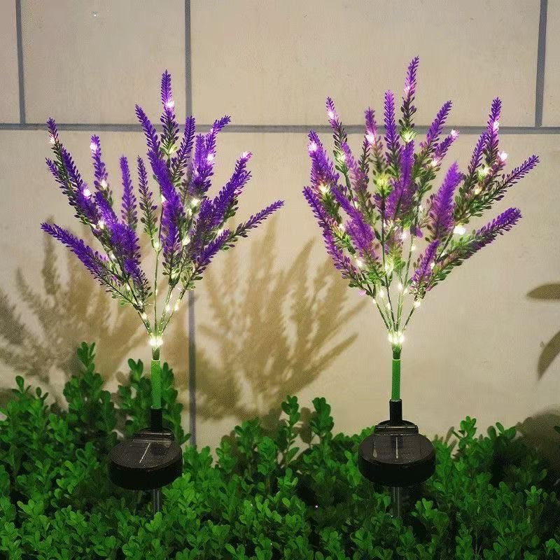 Set 4 x Lampi Solare Decorative Lavanda cu LED Lumina Calda, Rezistente la Apa IP65, Panou Solar Integrat, Iluminat Exterior pentru Gradina si Alei