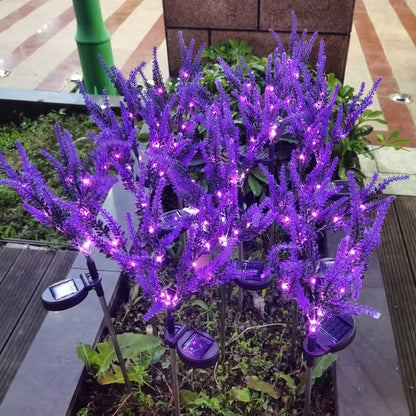 Set 4 x Lampi Solare Decorative Lavanda cu LED Lumina Calda, Rezistente la Apa IP65, Panou Solar Integrat, Iluminat Exterior pentru Gradina si Alei