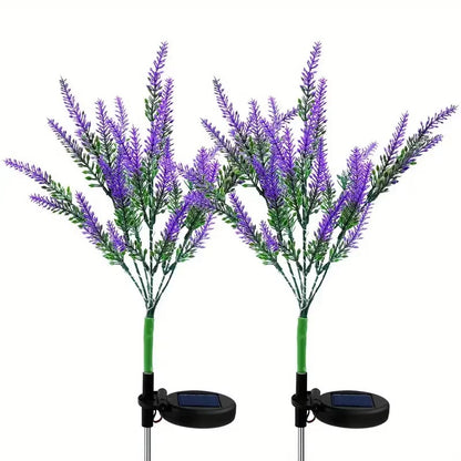 Set 4 x Lampi Solare Decorative Lavanda cu LED Lumina Calda, Rezistente la Apa IP65, Panou Solar Integrat, Iluminat Exterior pentru Gradina si Alei