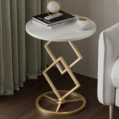 Masuta Cafea Rotunda Moderna Blat Rezistent Cadru Metalic Stabil Design Elegant Pentru Living Dormitor Sau Balcon