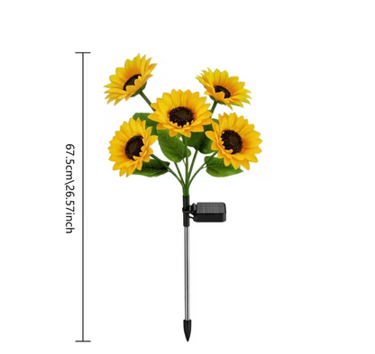Set 2 X Lampi Solare Floarea Soarelui Cu 6 Flori LED Fiecare, Alimentare Solara, Iluminare Automata, Design Decorativ Pentru Gradina