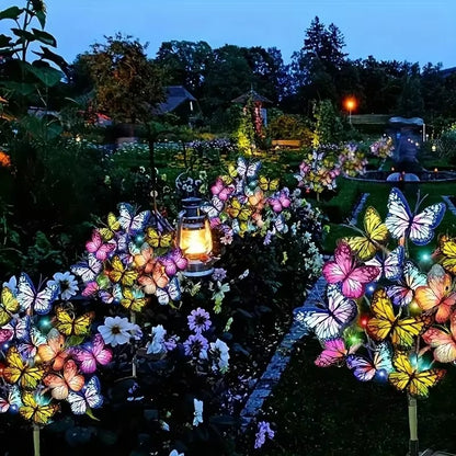 Set 4 X Lampi Solare Fluturi LED 70 Cm, Iluminare Automata Cu Senzor Lumina, Protectie IP66, Decor Gradina Exterior