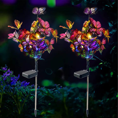 Set 4 X Lampi Solare Fluturi LED 70 Cm, Iluminare Automata Cu Senzor Lumina, Protectie IP66, Decor Gradina Exterior