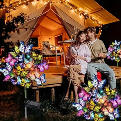 Set 4 X Lampi Solare Fluturi LED 70 Cm, Iluminare Automata Cu Senzor Lumina, Protectie IP66, Decor Gradina Exterior