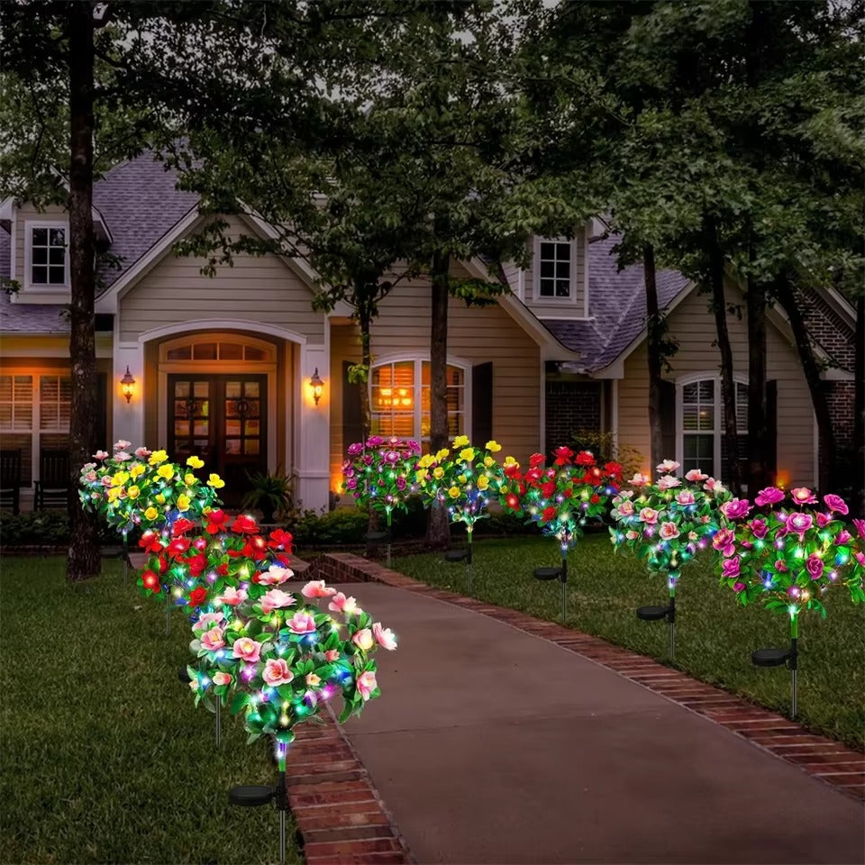Set 4 x Lampi Solare Flori Azalee, Rezistente La Apa IP65, Iluminare Automata Exterior Gradina, Diverse Culori