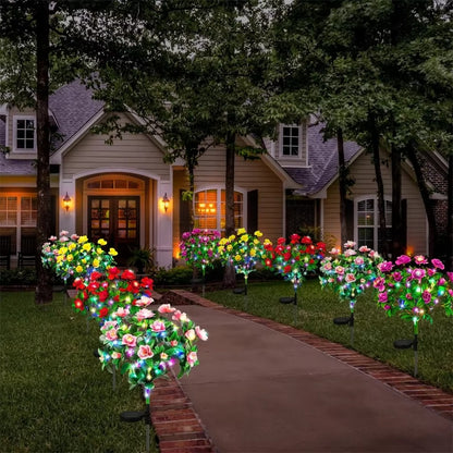 Set 4 x Lampi Solare Flori Azalee, Rezistente La Apa IP65, Iluminare Automata Exterior Gradina, Diverse Culori