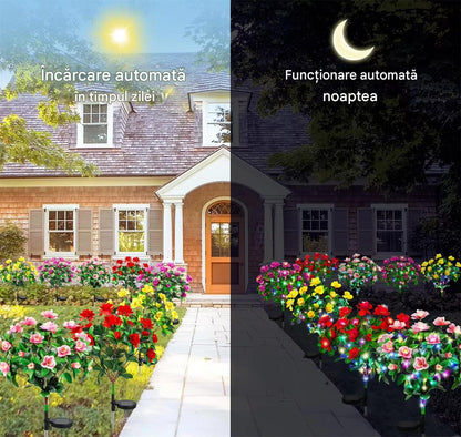Set 4 x Lampi Solare Flori Azalee, Rezistente La Apa IP65, Iluminare Automata Exterior Gradina, Diverse Culori