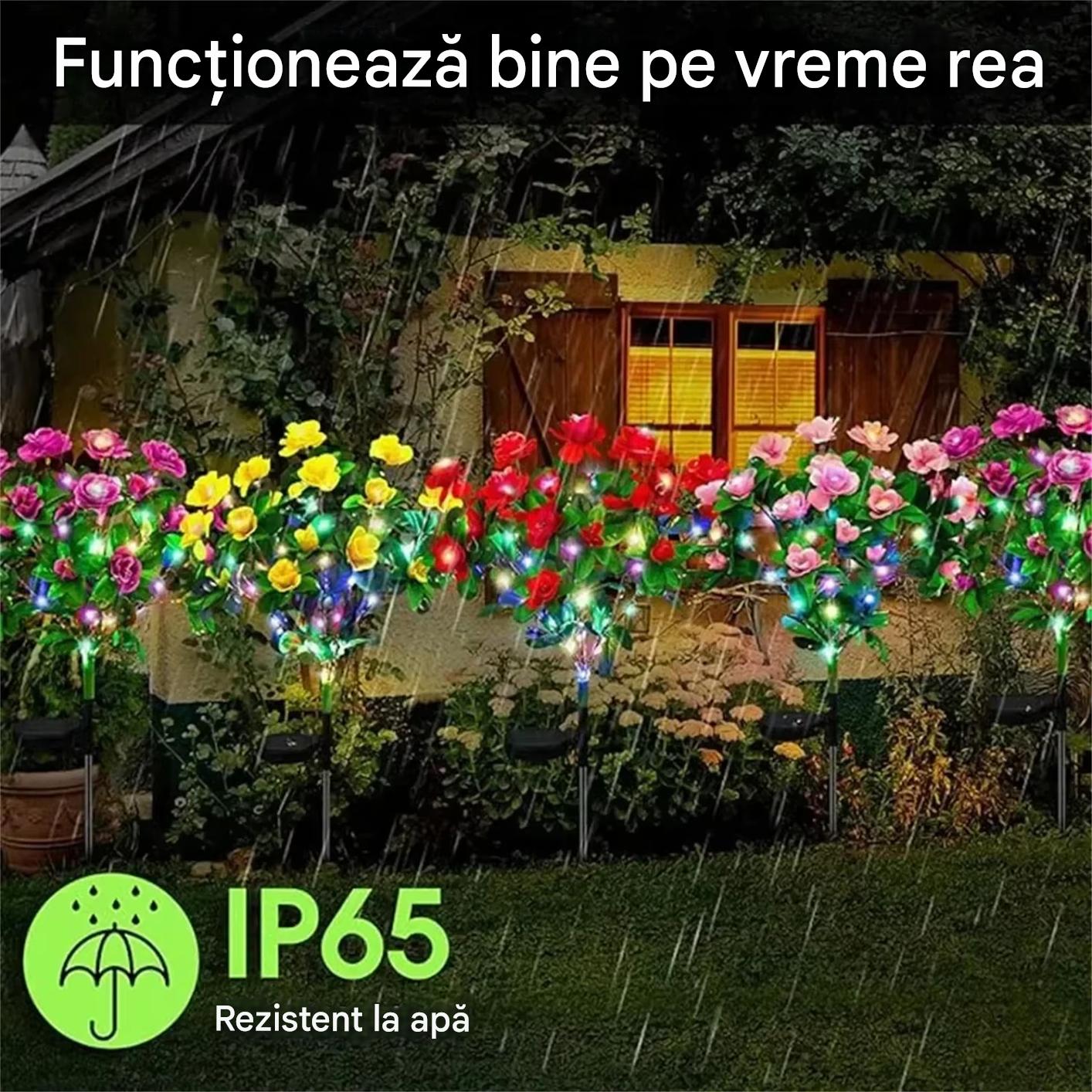 Set 4 x Lampi Solare Flori Azalee, Rezistente La Apa IP65, Iluminare Automata Exterior Gradina, Diverse Culori