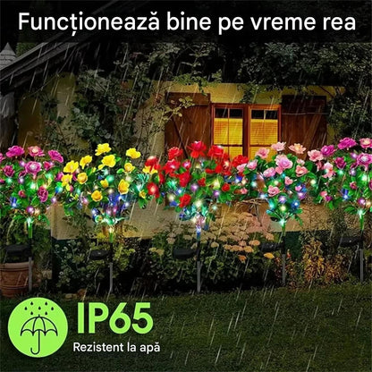 Set 2 x Lampi Solare Flori Azalee, Rezistente La Apa IP65, Iluminare Automata Exterior Gradina, Diverse Culori