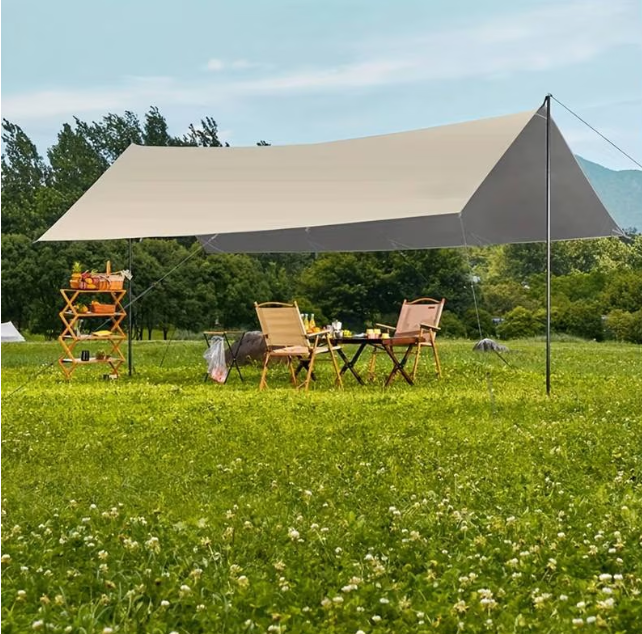 Cort Umbrar 3x3m Impermeabil Cu Protectie UV UPF50+, 2 Stalpi Metalici, Gri