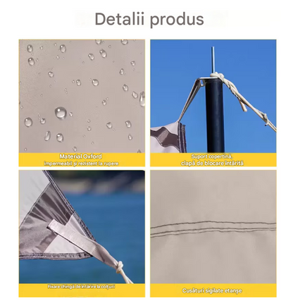 Cort Umbrar 3x3m Impermeabil Cu Protectie UV UPF50+, 2 Stalpi Metalici, Gri