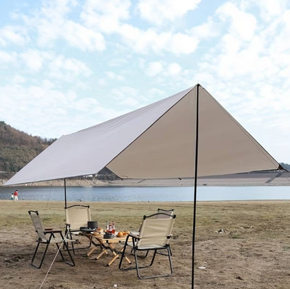 Cort Umbrar 3x5m Impermeabil Cu Protectie UV UPF50+, 2 Stalpi Metalici, Gri
