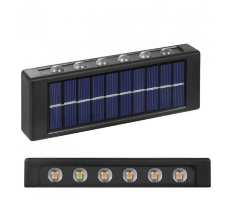 Set 6 x Lampi Solare LED Perete Iluminare Sus Jos 12 LED Rezistente La Apa Alimentare Solara Automata
