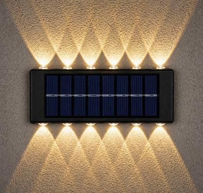 Set 6 x Lampi Solare LED Perete Iluminare Sus Jos 12 LED Rezistente La Apa Alimentare Solara Automata