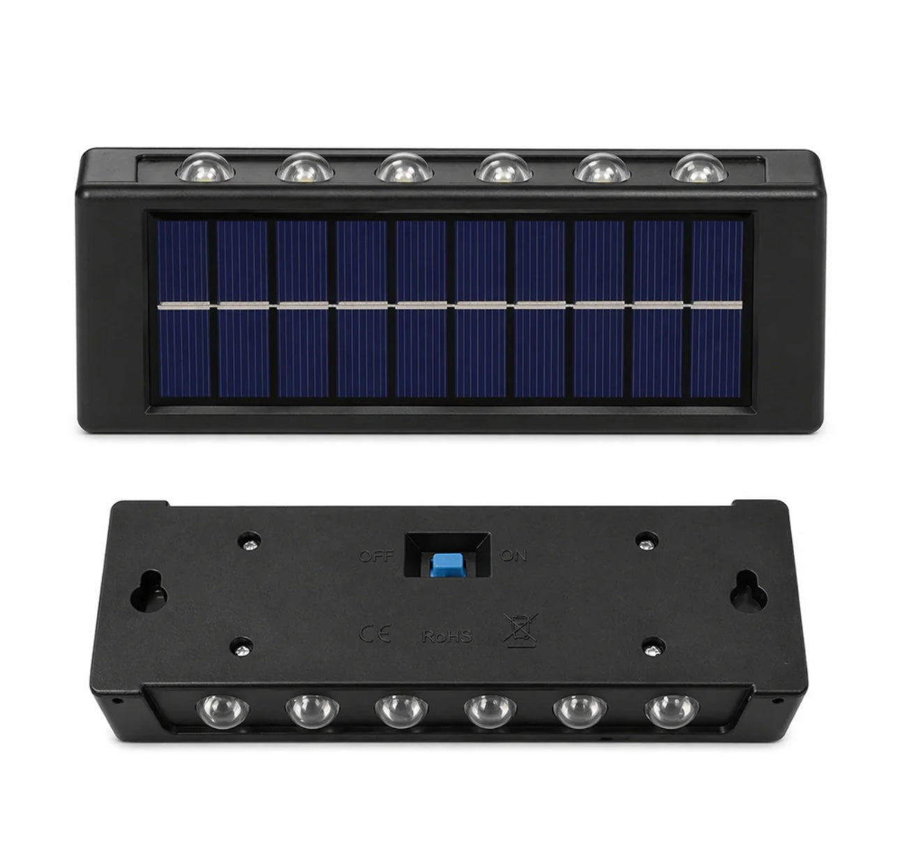 Set 6 x Lampi Solare LED Perete Iluminare Sus Jos 12 LED Rezistente La Apa Alimentare Solara Automata