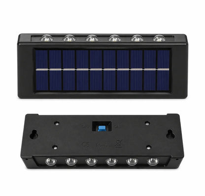 Set 6 x Lampi Solare LED Perete Iluminare Sus Jos 12 LED Rezistente La Apa Alimentare Solara Automata