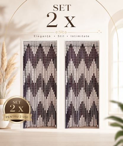 Set 2 X Perdea Anti Insecte Pentru Usa, Montaj Rapid, Bej Maro 200x90 cm