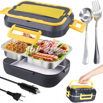 Set Cutie Electrica pentru Pranz, 1.5 Litri, din Oțel Inoxidabil + Boxa portabila GTS 1360 cu lumini LED multicolore, radio FM, USB