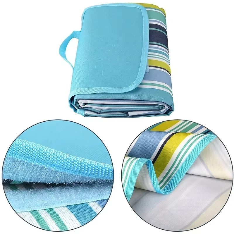 Set Ventilator de Gat Portabil cu 3 Trepte de Viteza, USB Reincarcabil + Patura pentru Picnic sau Plaja, Pliabila, Impermeabila, 150 x 200cm