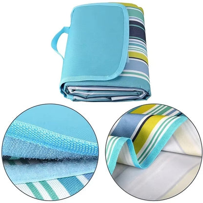 Set Ventilator de Gat Portabil cu 3 Trepte de Viteza, USB Reincarcabil + Patura pentru Picnic sau Plaja, Pliabila, Impermeabila, 150 x 200cm